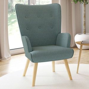 Sillón escandinavo de tela verde eucalipto