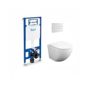 Pack roca duplo One + pl7 blanco mate + wc round smart 52