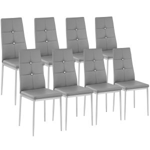 8 sillas de comedor polipiel con brillantes 40 x 42 x 97 cm gris
