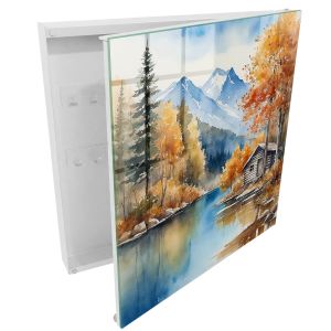 Caja guarda llaves 30x30x5 otoño en la montaña, apertura derecha