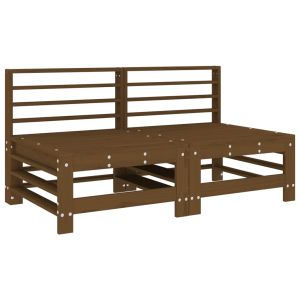 vidaXL sofás centrales de jardín 2 uds madera maciza pino marrón miel
