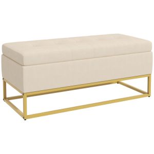 Banco tapizado con almacenaje beige 2 plazas para recibidor y salón