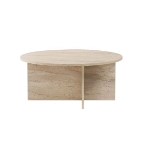 Mesa de centro de madera "soleil" - 90 x 90 x 40 cm - travertino