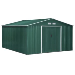Cobertizo de jardín acero galvanizado y pp color verde 340x386x200 cm