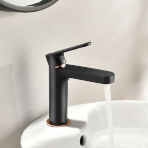 Grifo para lavabo auralum de latón negro, altura 156 mm, regulable en agua