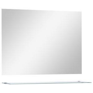 vidaXL espejo de pared con estante de vidrio templado 80x60 cm