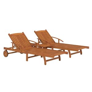 vidaXL set de tumbonas con mesita 2 uds madera maciza de acacia