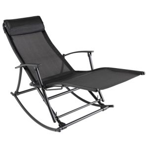 vidaXL silla mecedora de jardín acero y textilene negro
