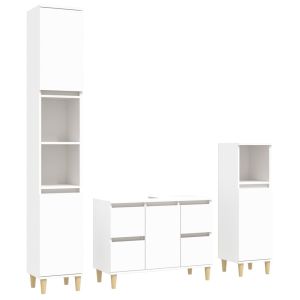 vidaXL juego de muebles de baño 3 pzas madera contrachapada blanco