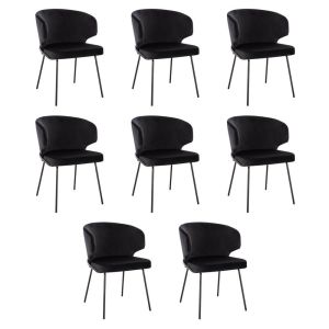 Silla de comedor de terciopelo amara - lote de 8 negro