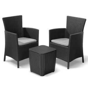 Keter set de comedor de jardín 3 piezas iowa grafito 223929