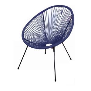 Sillón de jardín redondo en resina de color azul 56x88x72 cm