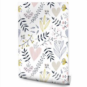 Papel Pintado Para El Dormitorio Con Hojas Flores Corazones 53cm x 10m