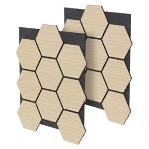 2x paneles acústicos hexagonales de pared mdf roble 66,5x81x2cm 1 m²