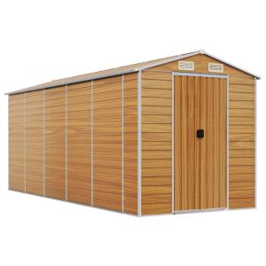 vidaXL caseta de jardín acero galvanizado marrón claro 191x470x198 cm