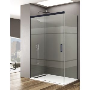 Mampara de ducha angular basic 1+1 100x90 cm serigrafiado - negro