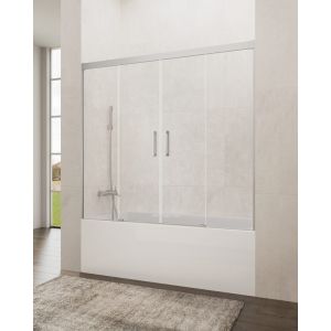 Mampara bañera 2 fijos + 2 correderas basic  152-162cm transparente cromo