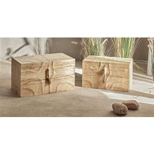 Baul madera natural 70x40x40 cms. S/2 70dx40 cms