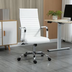Silla de oficina ergonómica blanca altura ajustable, balanceo+giratoria