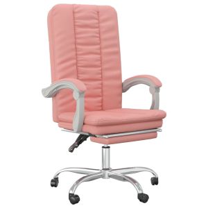 Silla de oficina de piel sintética rosa con asiento
