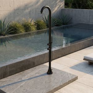 Ducha de acero inoxidable negra con teLEDucha moon d black