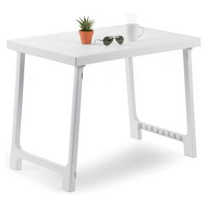 Mesa de exterior dmora, fija, plástico blanco 81x56x63h cm