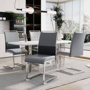 Conjunto de sillas de comedor gris set de 4 tapizado