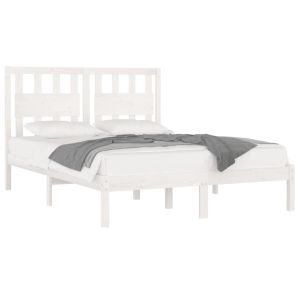 vidaXL estructura de cama doble sin colchón madera maciza blanco