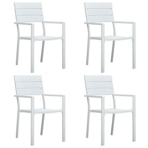 vidaXL sillas de jardín 4 unidades hdpe aspecto de madera blanco