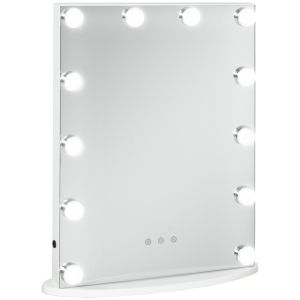 Espejo de maquillaje mdf, vidrio color blanco 41.5x13.5x51 cm homcom