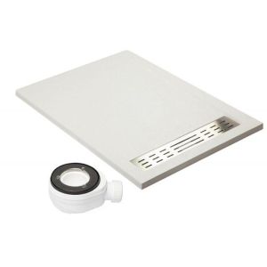 Plato de ducha premium blanco - 90x160cm - resina con cargas minerales
