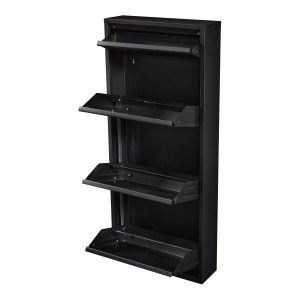 Zapatero sokndal con 3+1 puertas 118x50x15 cm metal - negro [en.casa]