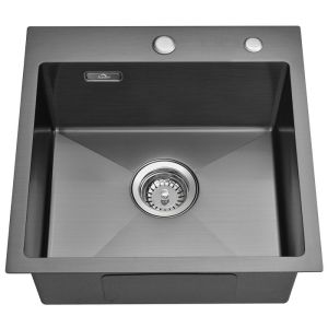 Fregadero de cocina gris-negro 45x45x19cm fregadero de acero inoxidable de