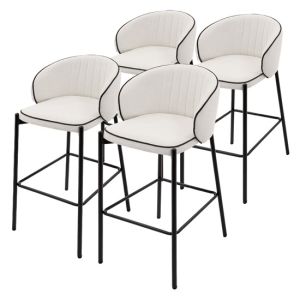 4x taburetes de bar beige 76cm tapizado tela estructura metálica