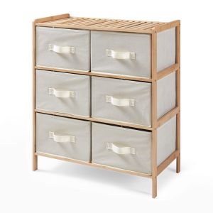 Cajonera maldon con 6 cajones vellón 79x66x35cm - bambú/beige [en.casa]