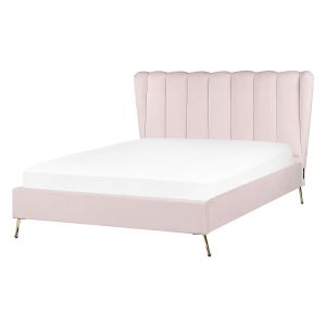 Cama terciopelo miribel 140 x 200 cm rosa pastel