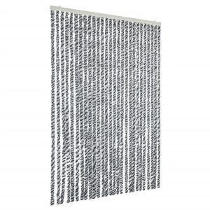 vidaXL cortina antimoscas chenilla gris negro y blanco 118x220 cm