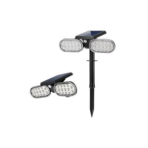 Foco pica solar exterior, 2 focos, giratoria 360 grados. Luz 6000k