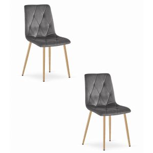 Silla valora tyra, terciopelo gris oscuro, patas de madera (x2)