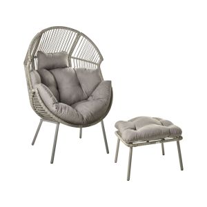 Silla de jardín murano con reposapiés ratán sintético gris