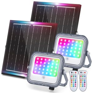 Aigostar focos LED exterior solares rgbw 50w rgb+6500k, 2 pcs