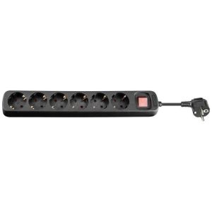 Toma múltiple 6 vías - micro connect - negro - 5m - interruptor on/off - pr