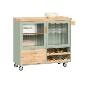 Carrito de cocina con 2 cajones y 2 puertas verde fkw114-gr sobuy