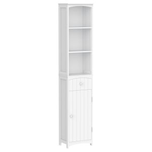 Armario de baño 34x24x170cm mdf color blanco Homcom, hogar - baño