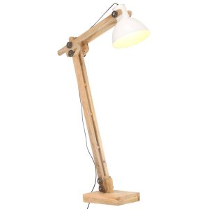 vidaXL lámpara de pie madera maciza de mango blanca E27