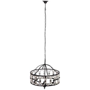 Lámpara de techo redonda de madera y metal negro d63x63x63h cm