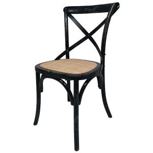 Silla de madera y asiento de ratán negro 44x42x46/88cm