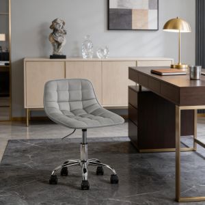 Silla oficina giratoria terciopelo gris claro ajustable
