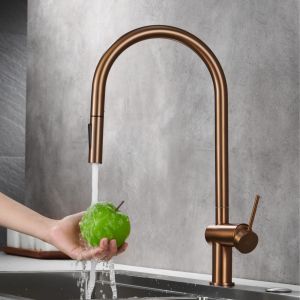 Imex - grifo monomando de cocina extraíble oro rosa serie berna