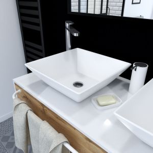 Lavabo sobreponer ceramico 42x42x13cm - flora